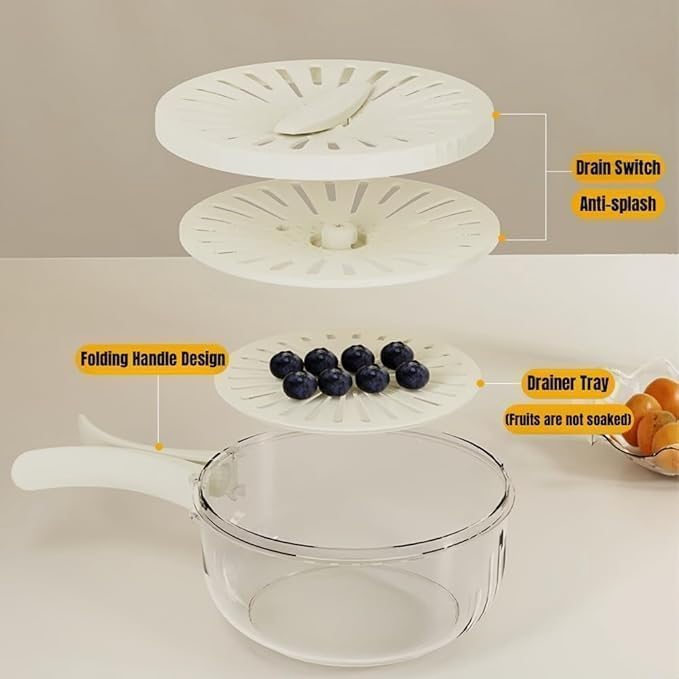 2 in 1 Drainer and Strainer, Draining Basket with Lid