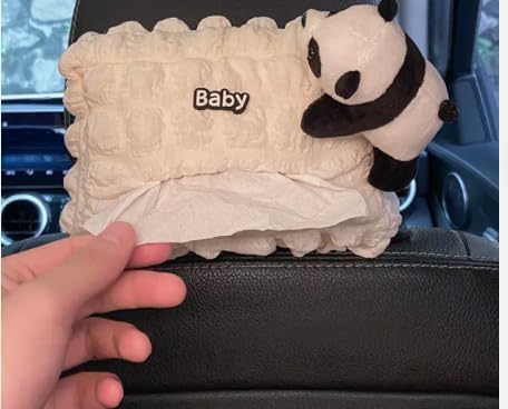 anda Car Tissue Box Shape Soft Plush Car Tissue Box Trash Can Interior Creative Tissue Case Hanging use for car Multi-Function Tissue Hanging Bag Soft Plush Paper Napkin Dispenser