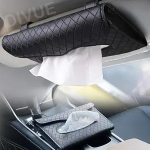 Car Tissue Holder, Sun Visor Tissue Holder, Car Visor Napkin Holder, PU Leather Backseat Tissue Case for Car/Truck (Black)