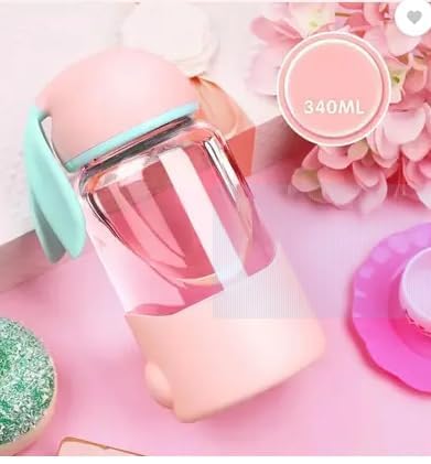 pack of 2 340 ml rabbit cup bottle | Portable Rabbit-Style Silicone Glass Water Bottle for kids, adults | Portable Direct Drinking Thermal Bottle for juice, water, coffee | easy to carry office, school (1)