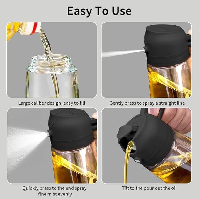 500ml 2 in 1 Glass Oil Sprayer and Dispenser Bottle