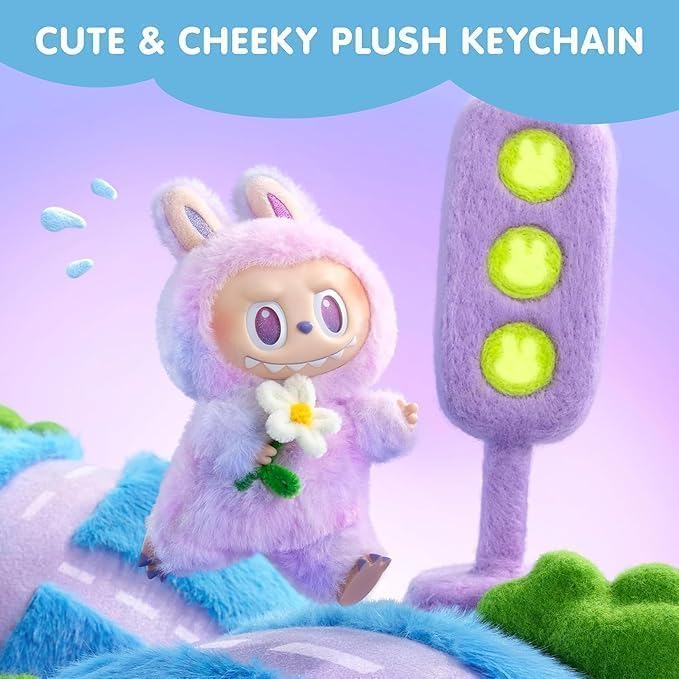 Cute Monster labubu keychain | Soft & Cuddly Doll with Metal Ring | labubu doll | Random Design Action Figures Multi Color
