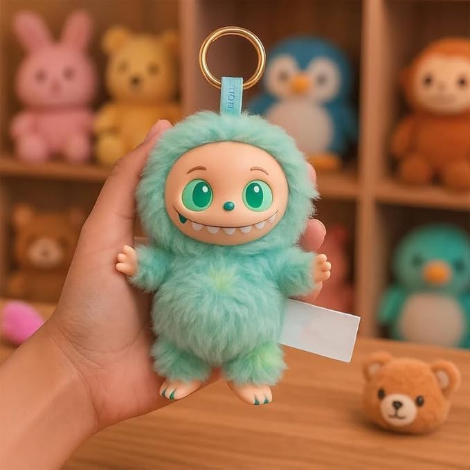 Cute Monster labubu keychain | Soft & Cuddly Doll with Metal Ring | labubu doll | Random Design Action Figures Multi Color