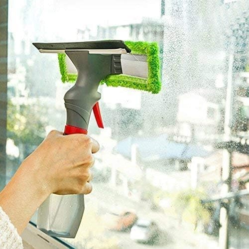 3-in-1 Glass Cleaner Wiper with Microfiber Head – Plastic Spray Type Cleaning Brush for Car, Mirror, Window, Floor & Kitchen – Dual-Side Wiper for Easy Cleaning (Multicolour)