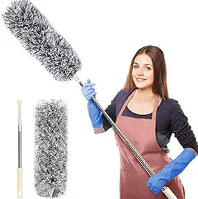 Microfiber Feather Duster Bendable & Extendable Fan Cleaning Brush with 100 inches
