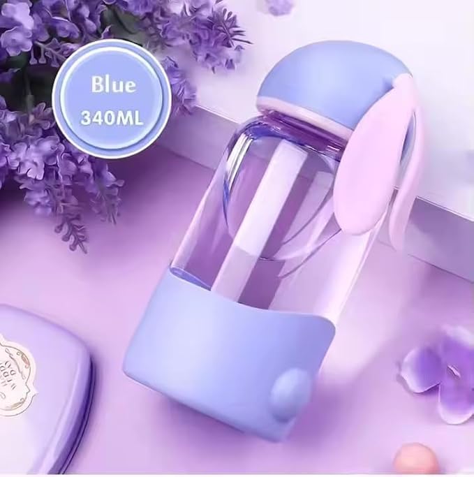 pack of 2 340 ml rabbit cup bottle | Portable Rabbit-Style Silicone Glass Water Bottle for kids, adults | Portable Direct Drinking Thermal Bottle for juice, water, coffee | easy to carry office, school (1)