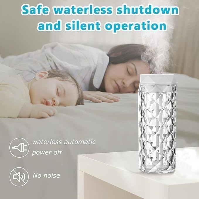 Stylish Air Humidifier With Crystal Light Effect Fragrance Humidifier For Home Office Bedroom Night Light Dimming Indoor With Usb