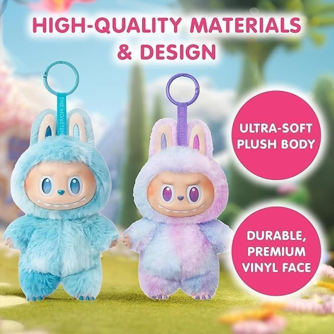 Cute Monster labubu keychain | Soft & Cuddly Doll with Metal Ring | labubu doll | Random Design Action Figures Multi Color