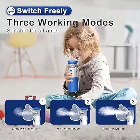 Portable Mesh Nebulizer for Adults & Kids, Handheld Nebuliser Machine with 2 Masks