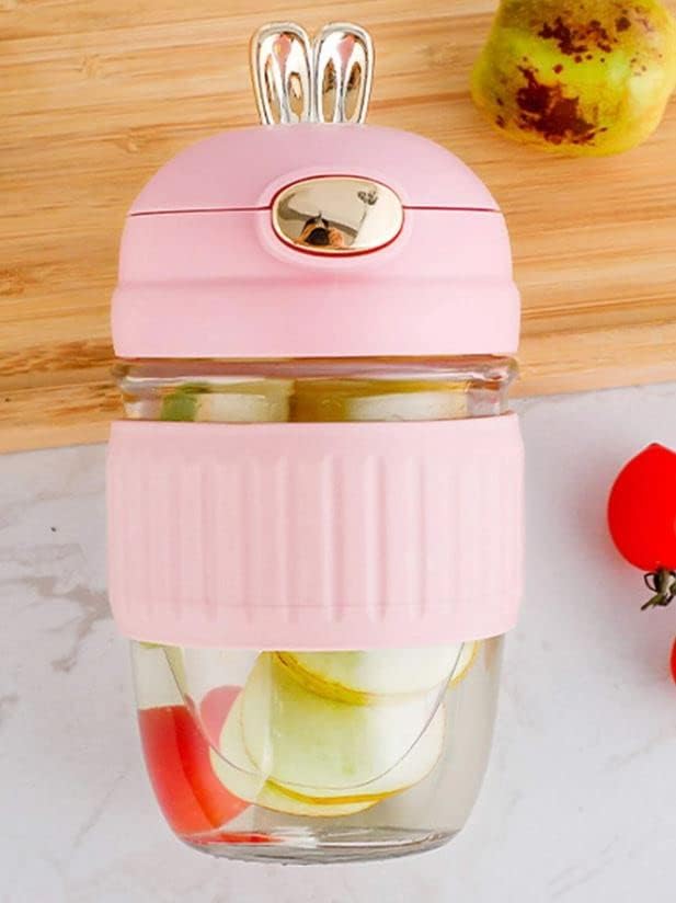 350 ml Glass Water Bottle | Cute Rabbit Shape Coffee Mug | Portable, Leak-Proof & Reusable Water Bottle