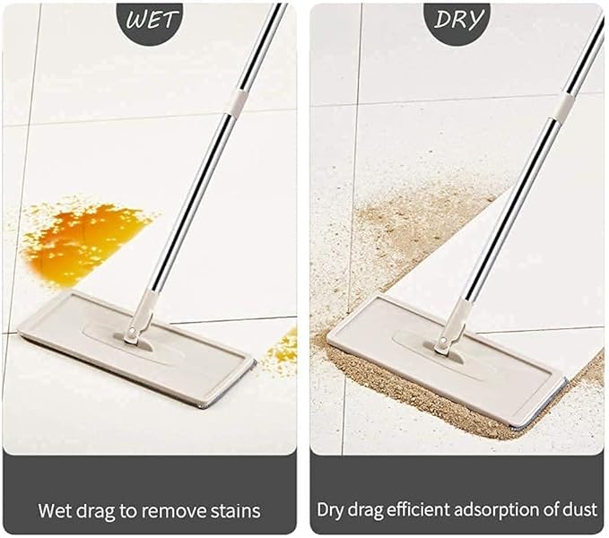 2 in 1 Self Clean Wash Dry Hands-Free Magic Flat Spin Net Scratch Mop with Bucket