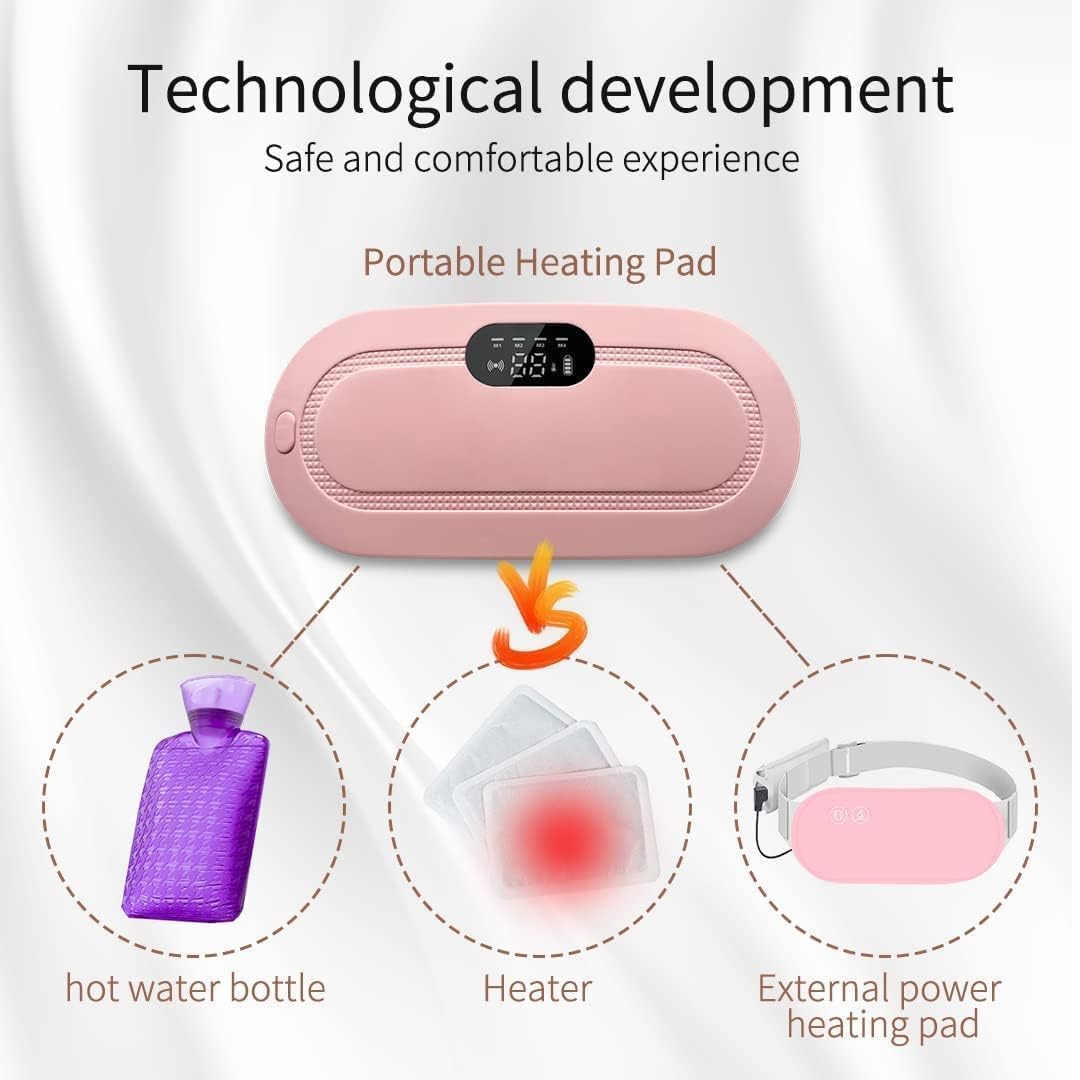 Portable Cordless Heating Pad for Menstrual Cramps Relief, for Stomach, 3-Speed Temperature Adjustment