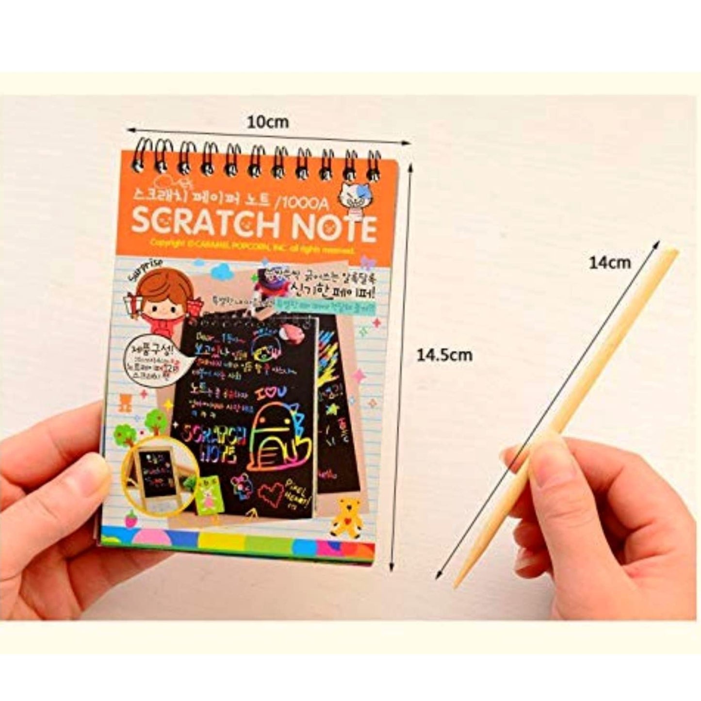 Rainbow Scratch Notebook with Magical Vibgyor Color with Pencil Stick Notepad, Educational Toy for Kids Pack of 2