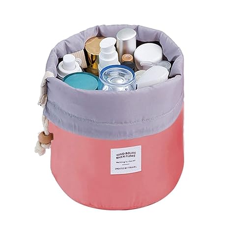 Round Make-Up Pouches Round Bucket Style Cases Travel Cosmetic Bag Organizers