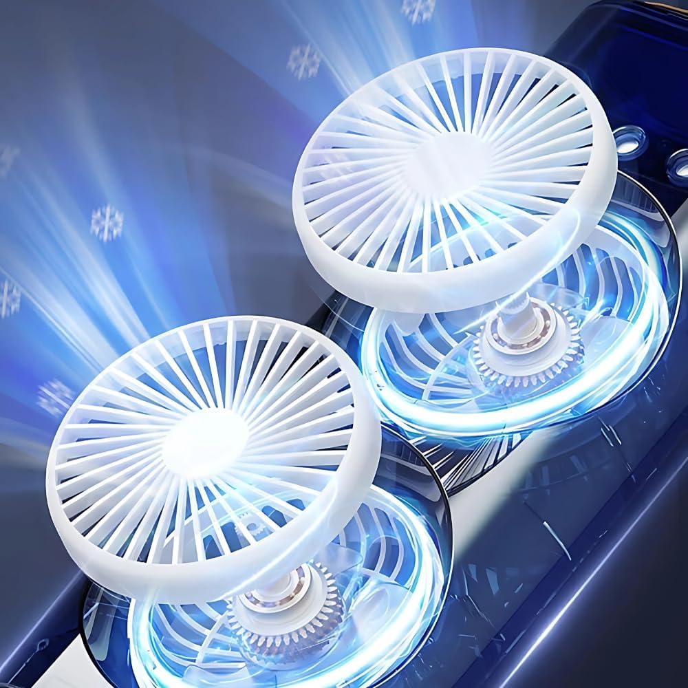 Double Ended Spray Fan, Cold Air, 3 Gears USB Rechargeable Oscillating one with LED Light Cooler