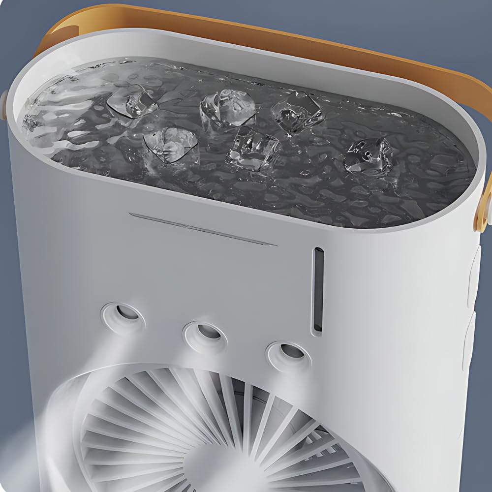 Double Ended Spray Fan, Cold Air, 3 Gears USB Rechargeable Oscillating one with LED Light Cooler
