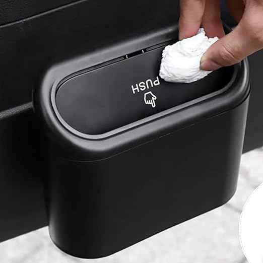 mini car dustbin accessories for Car Trash Bin Can Holder Dustbin Hanging: Black Automotive Garbage Can, Trash Container for Auto Cars, Dust Bin, Home, Office