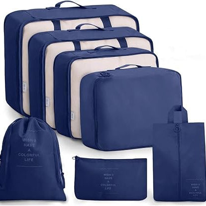 7pcs Travel Packing Cubes for clothes Laundry Toiletry Cosmetics Luggage Makeup Pouch Accessories Organizer Bag