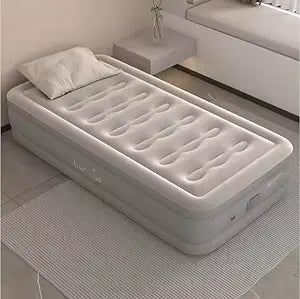 Single Air Bed, Inflatable Bed with Built-in Electric Pump, 3 Mins Quick Self-Inflation
