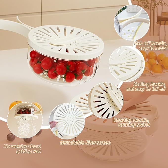 2 in 1 Drainer and Strainer, Draining Basket with Lid