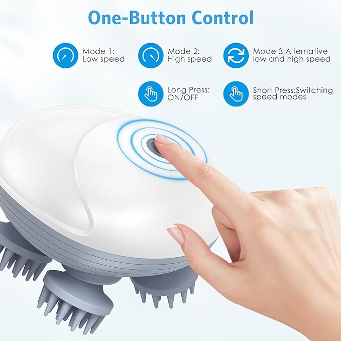 Electric Head,Scalp Massager | Rechargeable Head Kneading Massage Machine | 3 Speed Mode