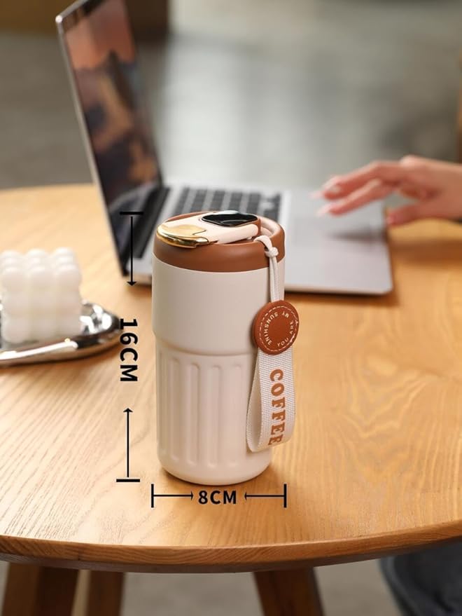 Stainless Steel & Ceramic Insulated Travel Mug with Temperature Display