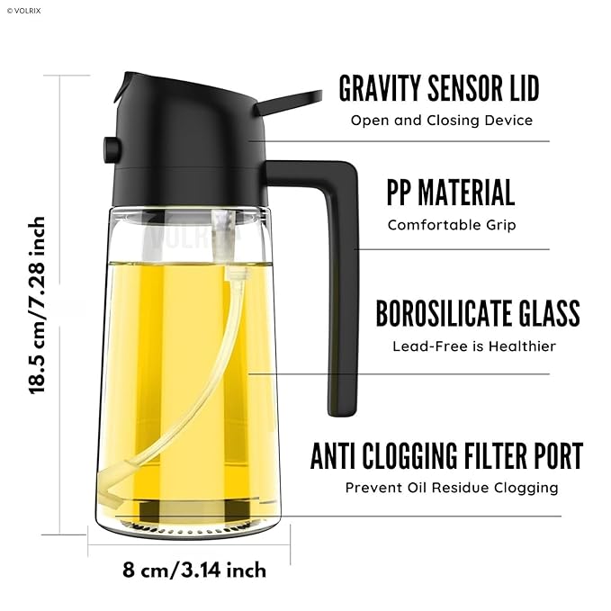 500ml 2 in 1 Glass Oil Sprayer and Dispenser Bottle