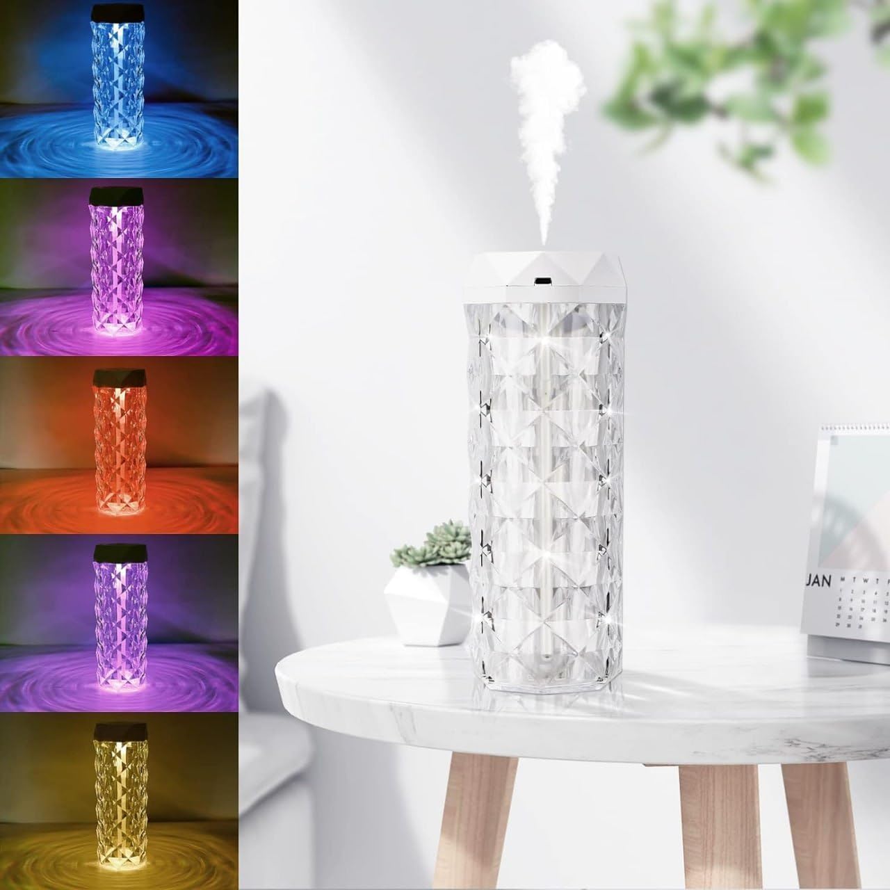 Stylish Air Humidifier With Crystal Light Effect Fragrance Humidifier For Home Office Bedroom Night Light Dimming Indoor With Usb