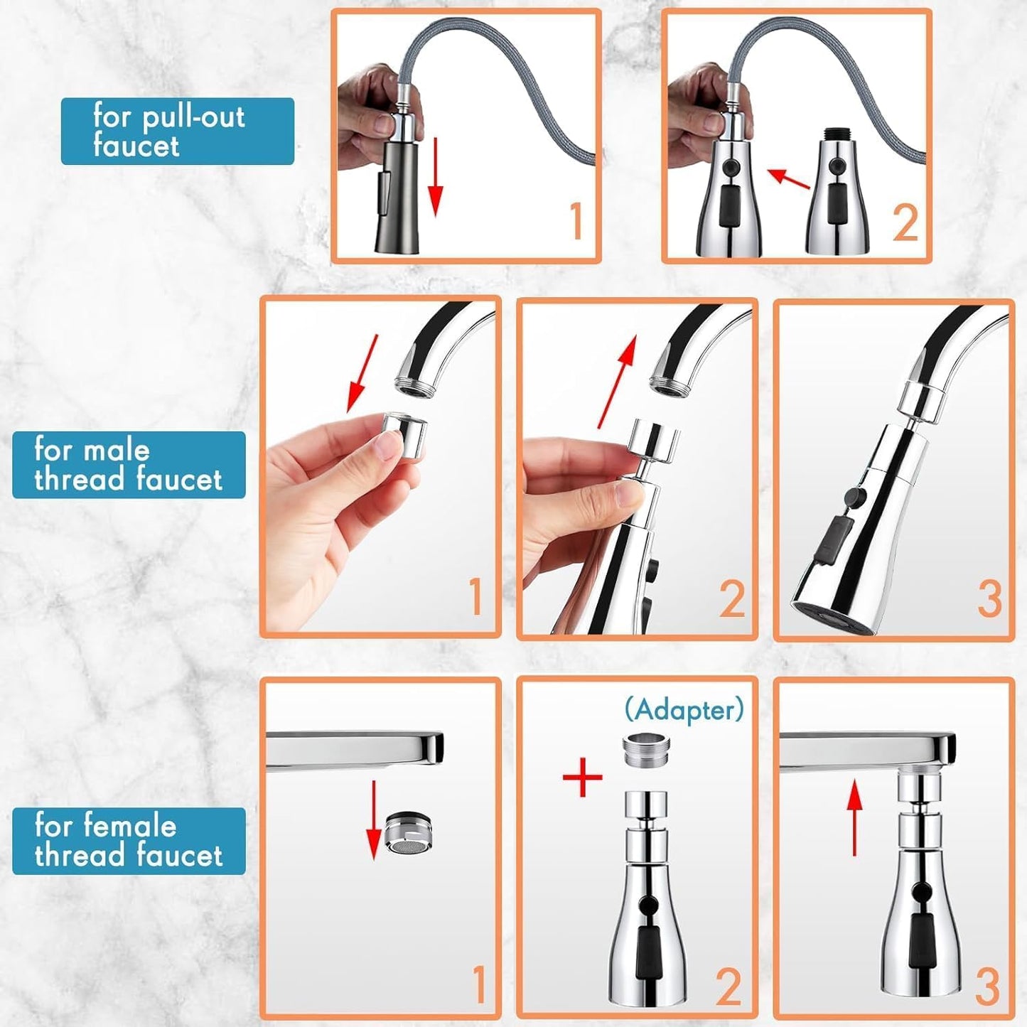 Tap Extender for Kitchen Sink, Flexible Faucet with Tap Extension for Convenient Use Upgrade Your Kitchen Sink with Flexible Tap for Easy Access