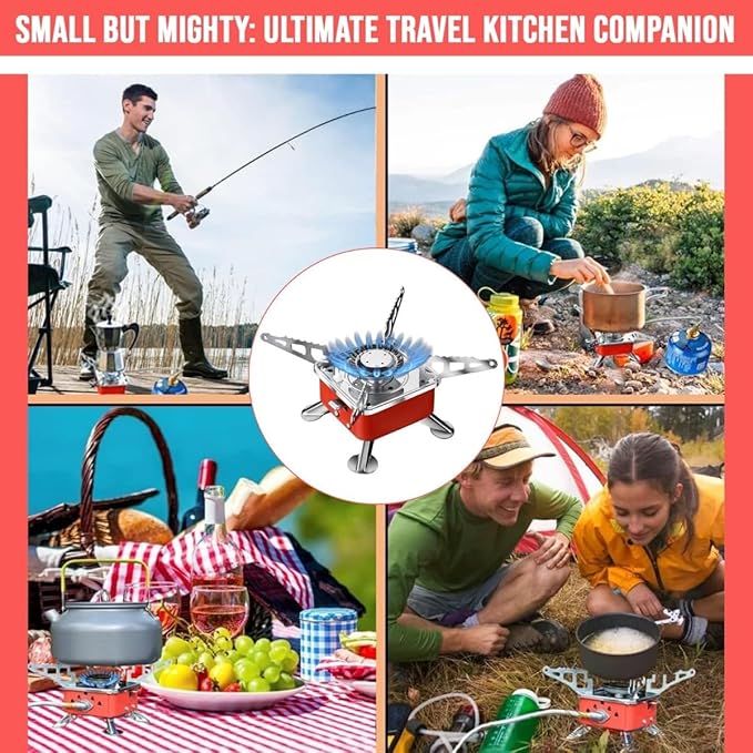 camping stove with cylinder | camping gas stove | campingstove - 2800W- Ultra Light Picnic Cooking Gas Burners Folding Stove -Emergenceystove