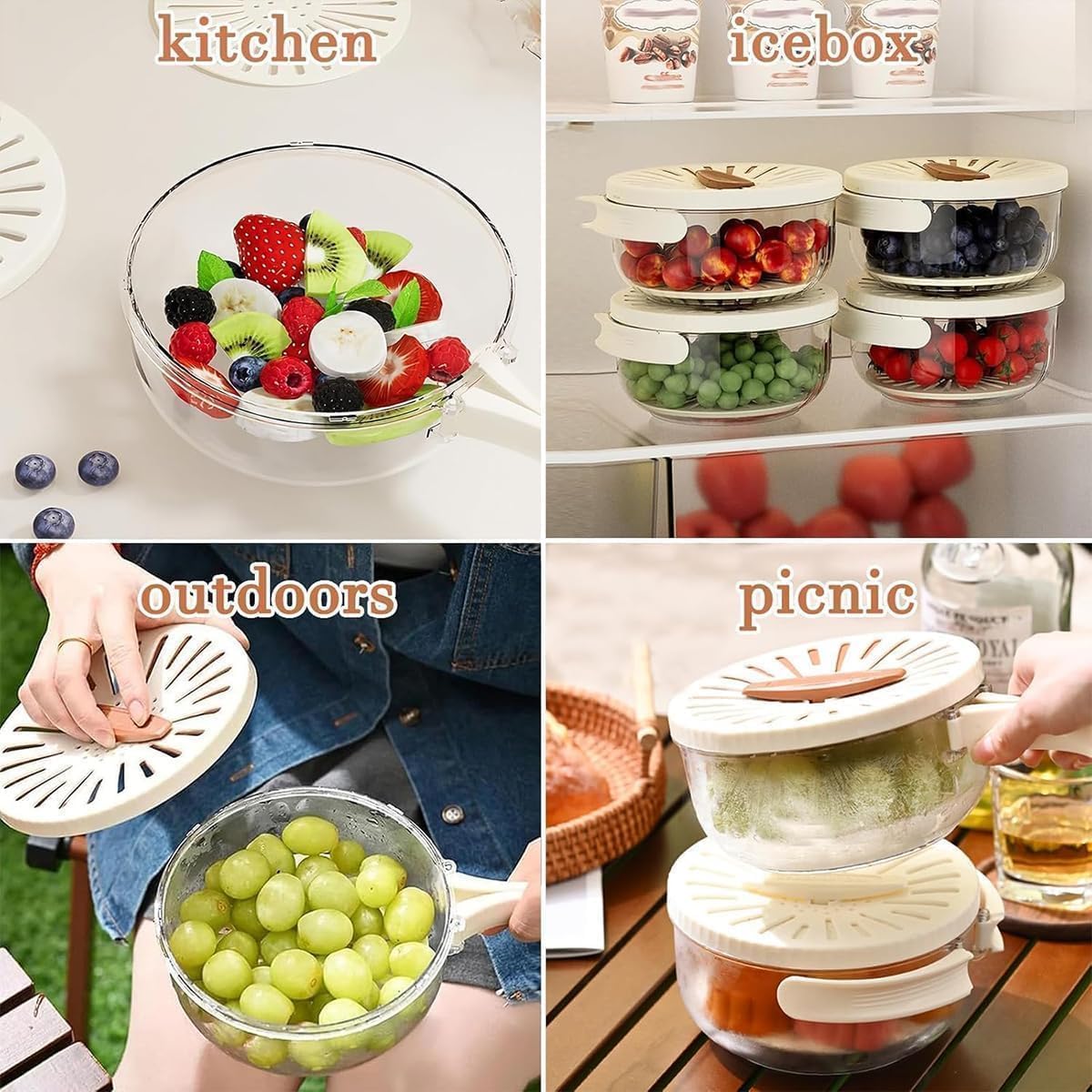 2 in 1 Drainer and Strainer, Draining Basket with Lid