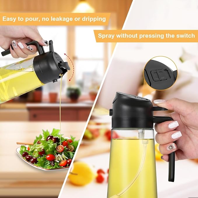 500ml 2 in 1 Glass Oil Sprayer and Dispenser Bottle