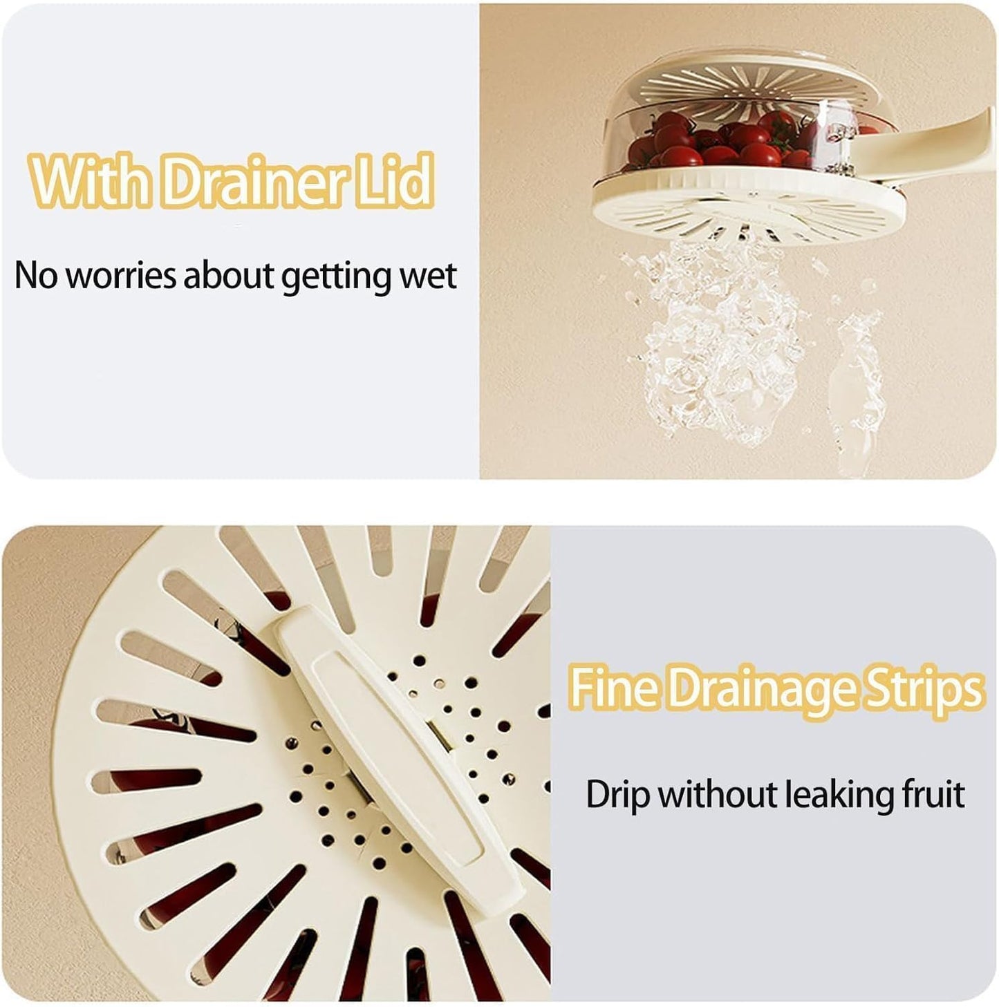 2 in 1 Drainer and Strainer, Draining Basket with Lid