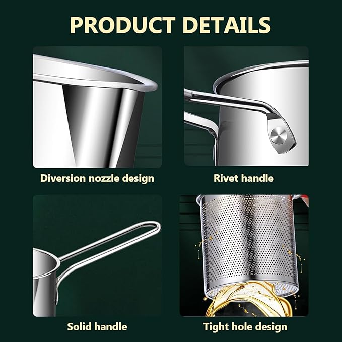 1200ml Stainless Steel Deep Frying Pot with Basket and Long Handle