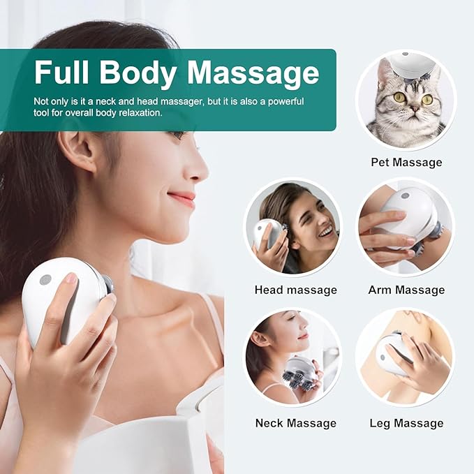 Electric Head,Scalp Massager | Rechargeable Head Kneading Massage Machine | 3 Speed Mode