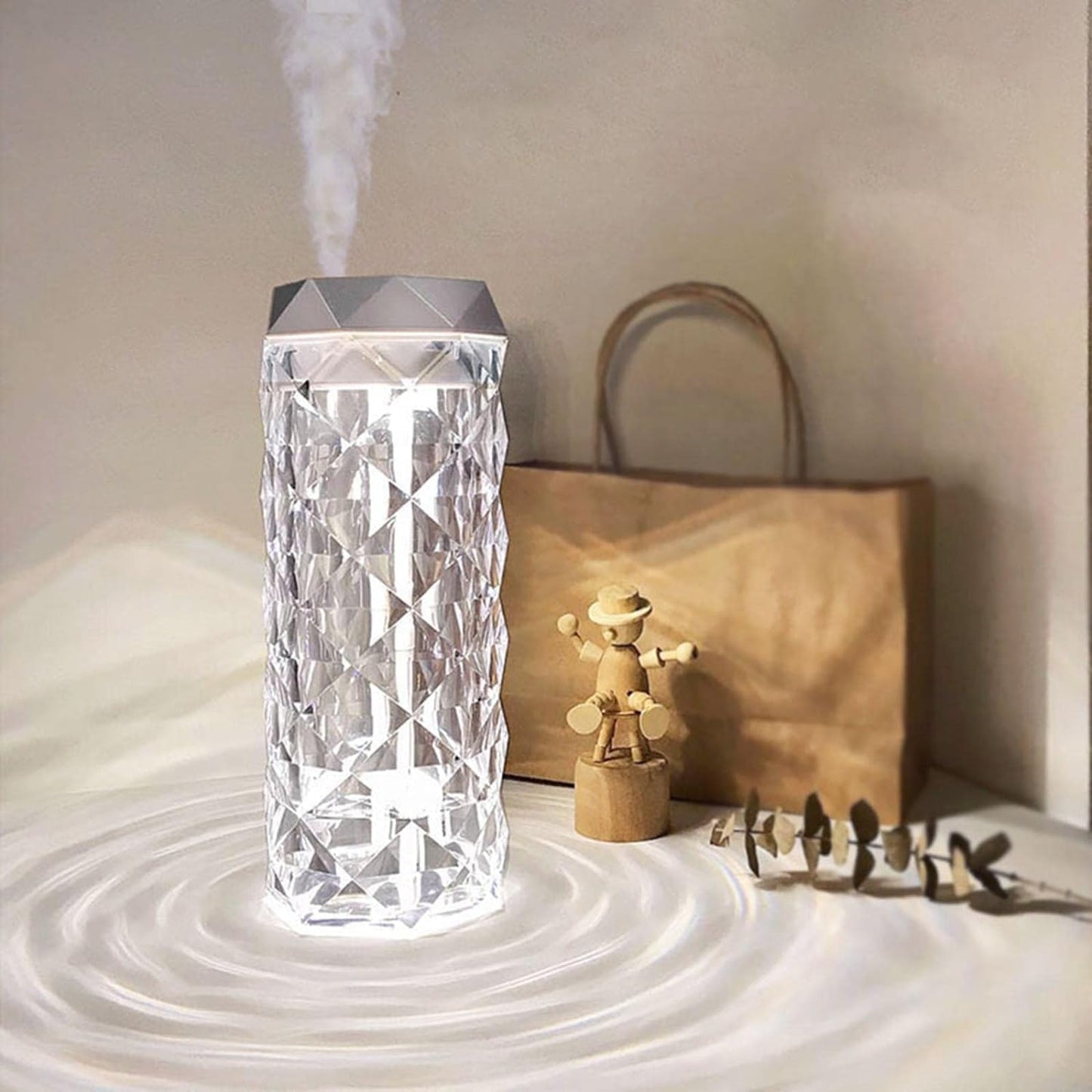 Stylish Air Humidifier With Crystal Light Effect Fragrance Humidifier For Home Office Bedroom Night Light Dimming Indoor With Usb
