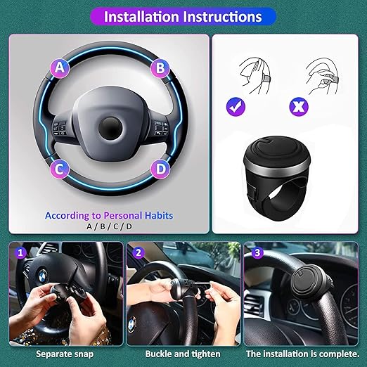 Car Accessories Steering Wheel Spinner Metal Car Power Handle Spinner Steering Wheel Knob for All Vehicles Universal Driving Helper Booster