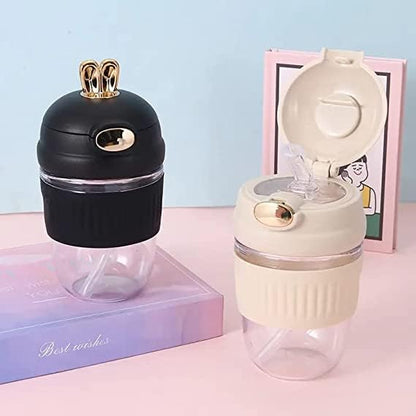 350 ml Glass Water Bottle | Cute Rabbit Shape Coffee Mug | Portable, Leak-Proof & Reusable Water Bottle