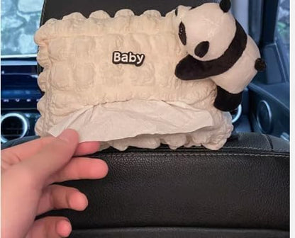 anda Car Tissue Box Shape Soft Plush Car Tissue Box Trash Can Interior Creative Tissue Case Hanging use for car Multi-Function Tissue Hanging Bag Soft Plush Paper Napkin Dispenser