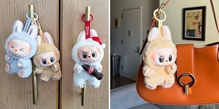 Cute Monster labubu keychain | Soft & Cuddly Doll with Metal Ring | labubu doll | Random Design Action Figures Multi Color