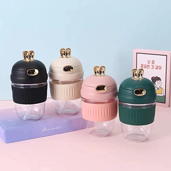 350 ml Glass Water Bottle | Cute Rabbit Shape Coffee Mug | Portable, Leak-Proof & Reusable Water Bottle