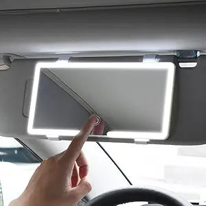 Car Sun Visor Vanity Mirror With 80 LEDs - 3 Light Modes, Rechargeable, Dimmable Touch Control - Universal for Car, Truck, SUV