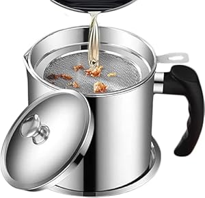 Oil Strainer Pot Grease Can - Stainless Steel Cooking Grease Container