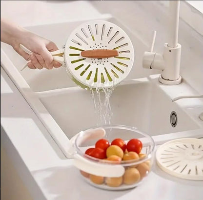 2 in 1 Drainer and Strainer, Draining Basket with Lid