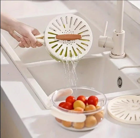 2 in 1 Drainer and Strainer, Draining Basket with Lid