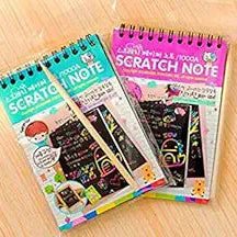 Rainbow Scratch Notebook with Magical Vibgyor Color with Pencil Stick Notepad, Educational Toy for Kids Pack of 2