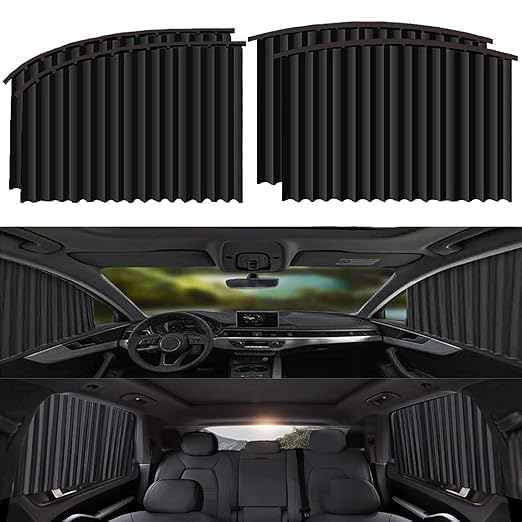 4pcs Universal Fit Magnetic Car Side Window Curtains, Foldable Car Window Privacy Curtains Sunshade Side Magnet Pleated Car Window Curtain - Removable - Keeps Cooler Screen for Baby