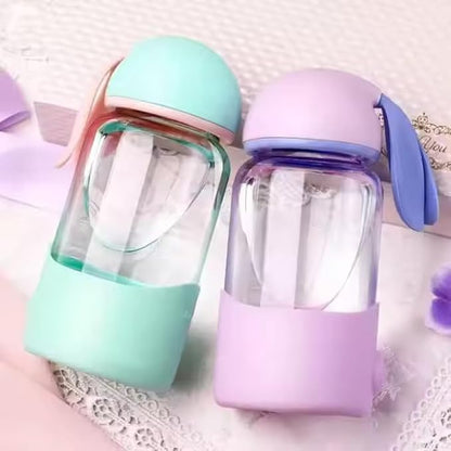 pack of 2 340 ml rabbit cup bottle | Portable Rabbit-Style Silicone Glass Water Bottle for kids, adults | Portable Direct Drinking Thermal Bottle for juice, water, coffee | easy to carry office, school (1)