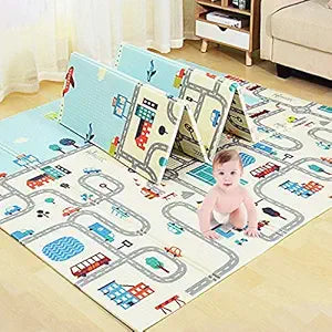 Extra Large Reversible Baby Play Mat, BPA Free Learning & Crawling Foldable Foam Mat