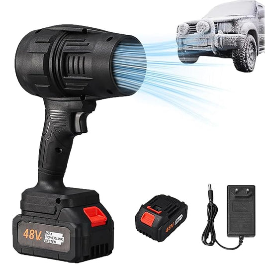 Turbo Jet Blower, Cordless Turbo Super Power Air Duster, Stepless Speed Regulation Jet Dry Blower Car Drying, Car Dryer Air Blower 6600Pa (Black)